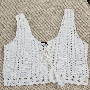 White Crochet Women's Top, Small